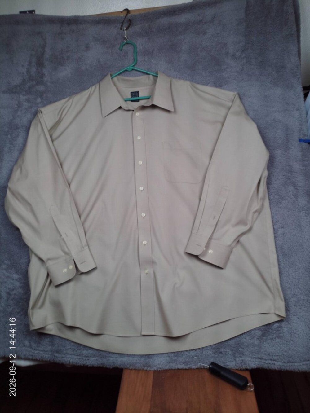 Joseph & Feiss Dress Shirt Mens 20 34/35 Beige Non Iron Cotton Long Sleeve MED. - Picture 2 of 11